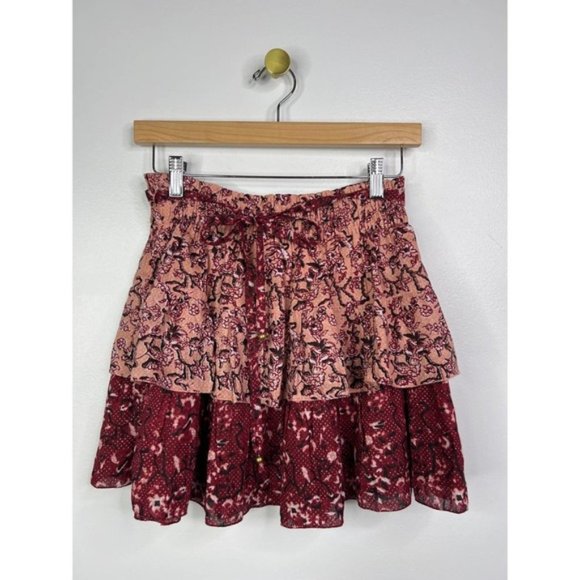 St. Roche Starling Elastic Tie Waist Casual Mini Skirt Women's Berry Size: 2 NWT - Picture 2 of 10